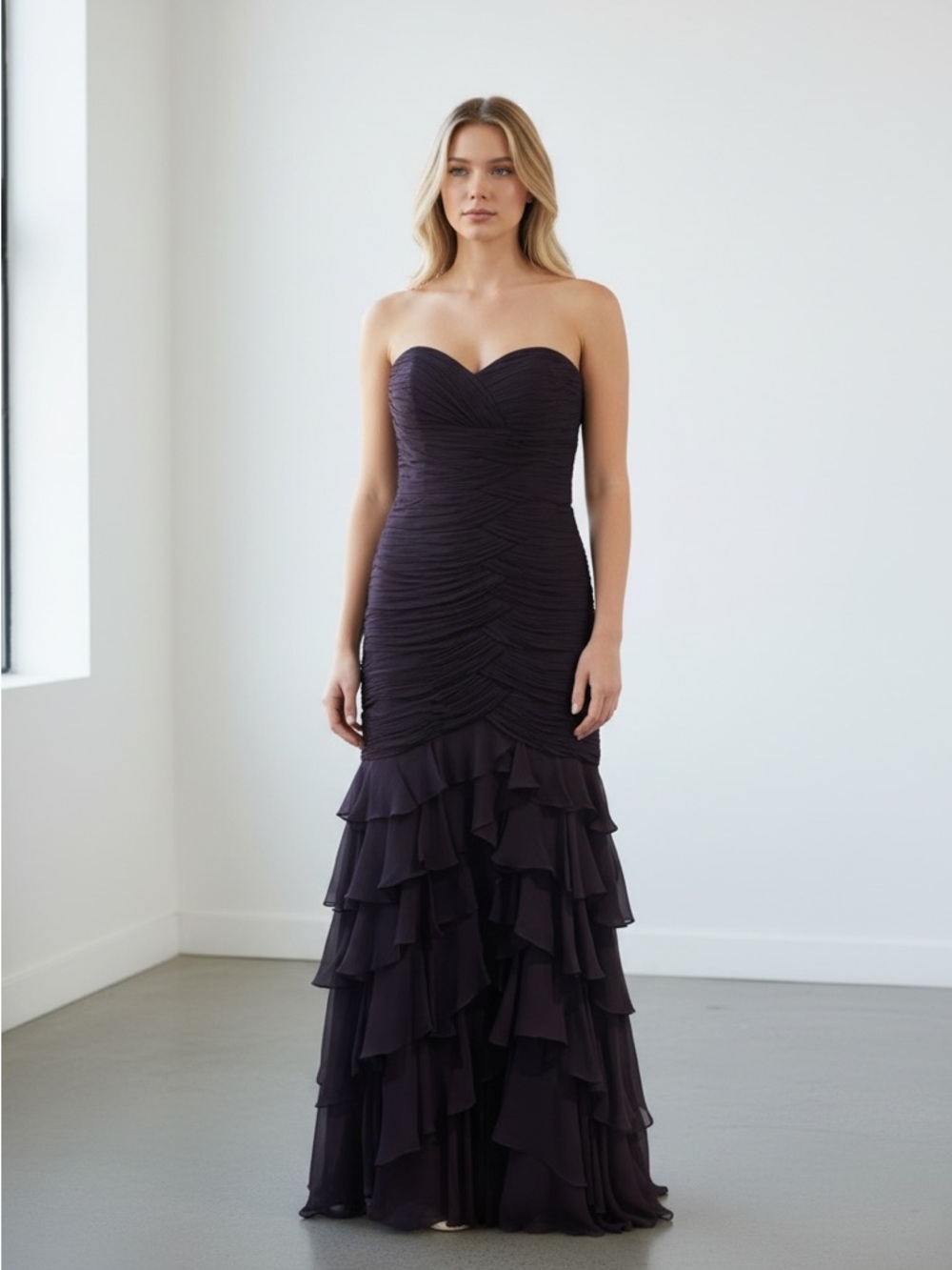 Bicici & Coty purple Formal Strapless Dress-Small ruched ruffle